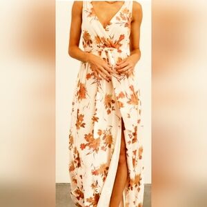 NWT! GorgeousSexy! Baltic Born Peach/Cream Lennon Velvet Burnout Floral Maxi